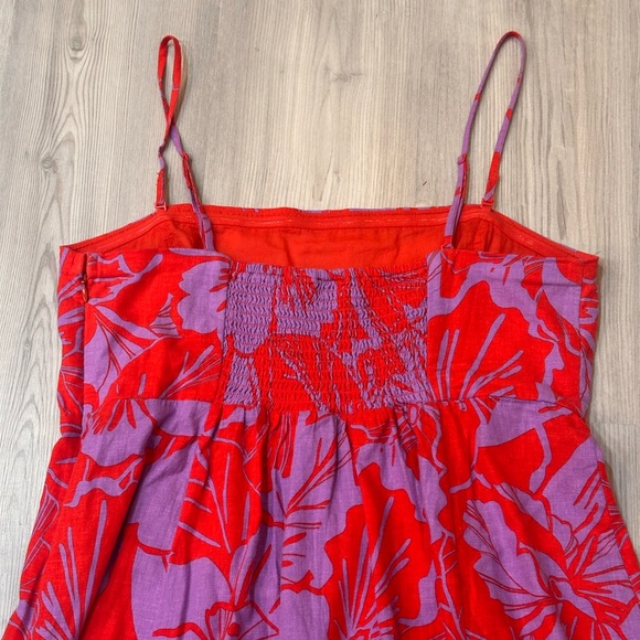 Gap Linen-Blend Midi Dress in Purple Lilac and Red Coral Floral - Picture 11 of 11